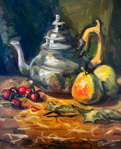 Tea Kettle with Cherries