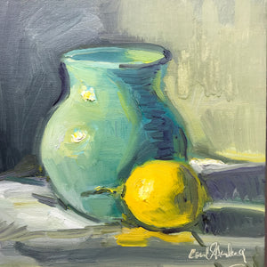 Turquoise Vase with Lemon